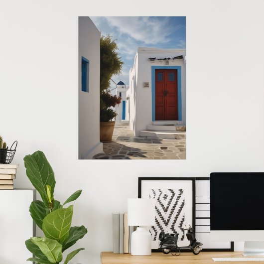 Mykonos Griekenland Reis Briefkaart Poster (Thuiskantoor)