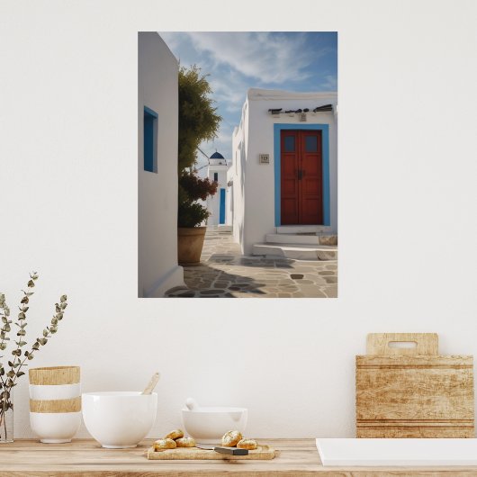 Mykonos Griekenland Reis Briefkaart Poster (Keuken)