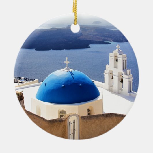 Mykonos Griekenland Reis Europe Toerisme Santorini Keramisch Ornament (Achterkant)