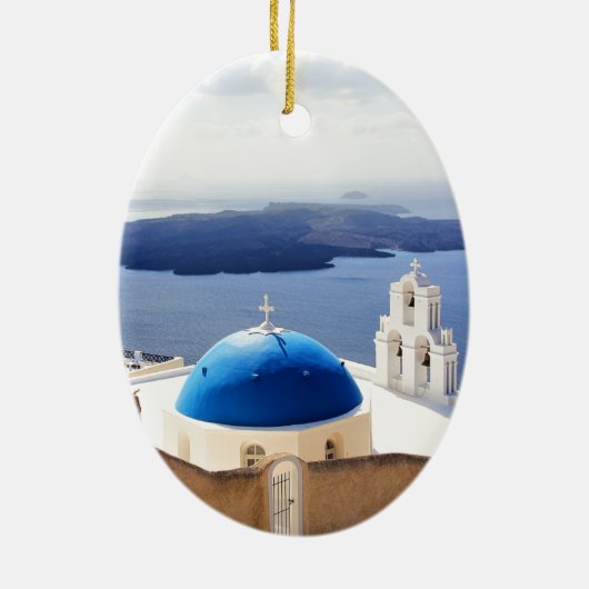 Mykonos Griekenland Reis Europe Toerisme Santorini Keramisch Ornament (Achterkant)