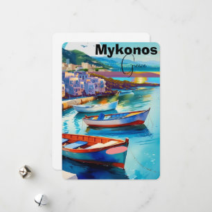 Mykonos Griekenland Reis Postkaart Kunst, Mykonos Feestdagenkaart