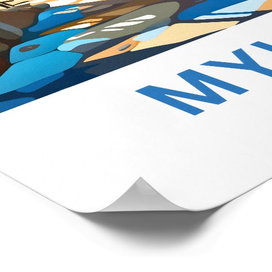 Mykonos Griekenland Reisprint Poster (Hoek)