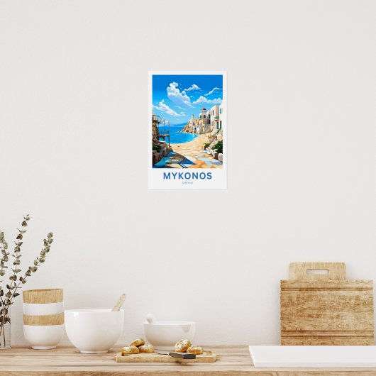 Mykonos Griekenland Reisprint Poster (Keuken)