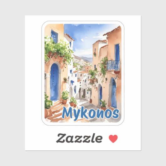 Mykonos Griekenland Reissticker Sticker (Vel)