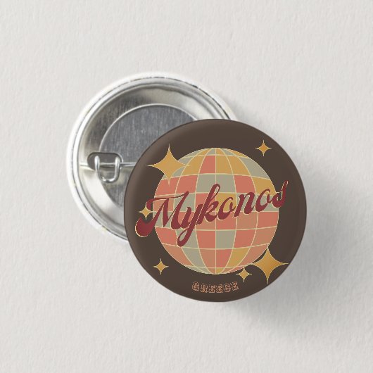 Mykonos Griekenland retro cadeau idee souvenir Ronde Button 3,2 Cm (Voorkant /achterkant)