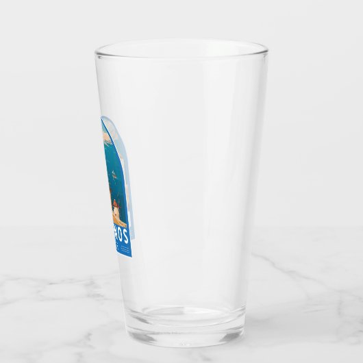 Mykonos Griekenland Travel Art Embleem Glas (Links)