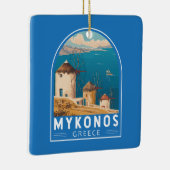 Mykonos Griekenland Travel Art Embleem Keramisch Ornament (Rechts)