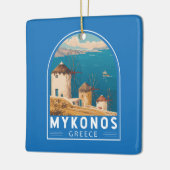 Mykonos Griekenland Travel Art Embleem Keramisch Ornament (Links)