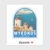 Mykonos Griekenland Travel Art Embleem Sticker (Vel)
