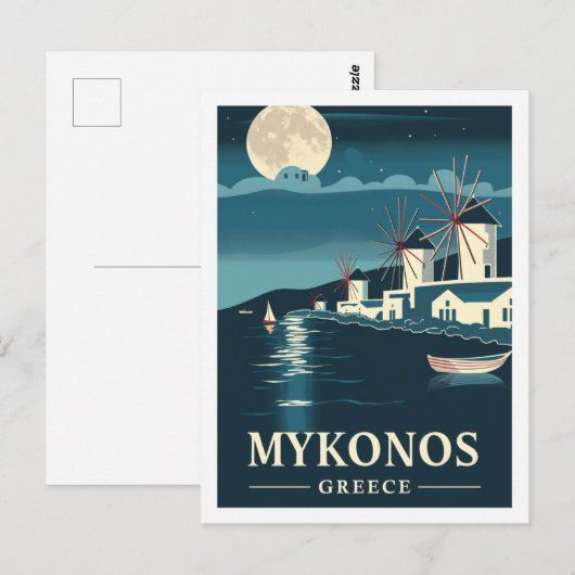 Mykonos Griekenland Vintage Beroemde Reisplaats Briefkaart (Voorkant / Achterkant)