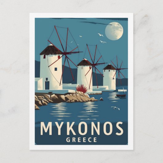 Mykonos Griekenland Vintage Beroemde Reisplaats Briefkaart (Voorkant)