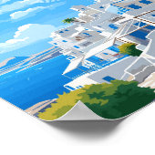 Mykonos Griekenland vintage reisillustratie Poster (Hoek)