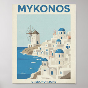 Mykonos Griekenland Vintage Reisposter - Griekse H Poster