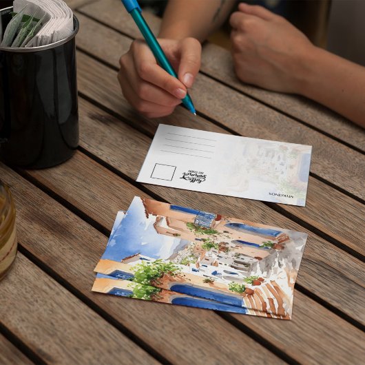 Mykonos Griekenland Waterverf Briefkaart