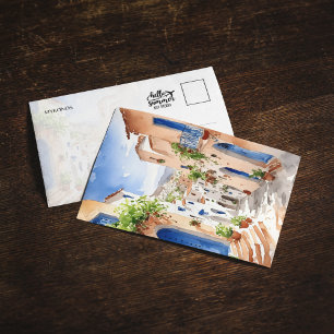 Mykonos Griekenland Waterverf Briefkaart