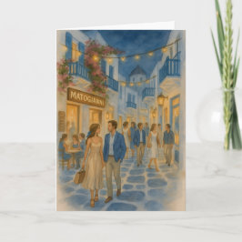 Mykonos Griekenland Waterverf Kaart