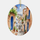 Mykonos Griekenland Waterverf Keramisch Ornament (Rechts)