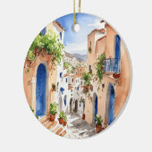 Mykonos Griekenland Waterverf Keramisch Ornament (Links)