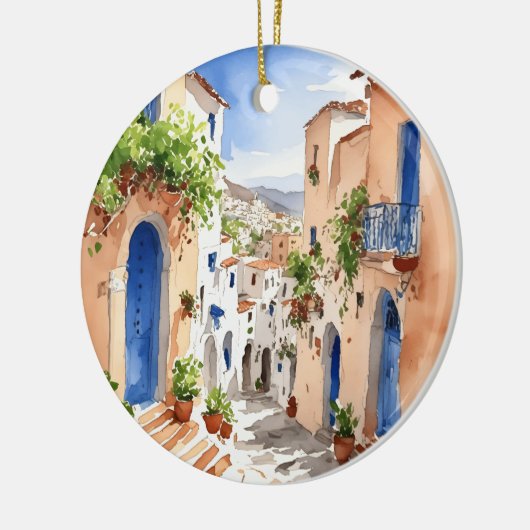 Mykonos Griekenland Waterverf Keramisch Ornament (Links)