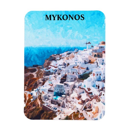 Mykonos Griekenland Waterverf schilderij Magneet (Verticaal)