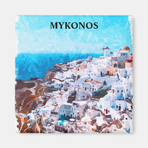 Mykonos Griekenland Waterverf schilderij Magneet