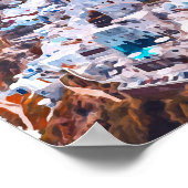 Mykonos Griekenland Waterverf schilderij Poster (Hoek)