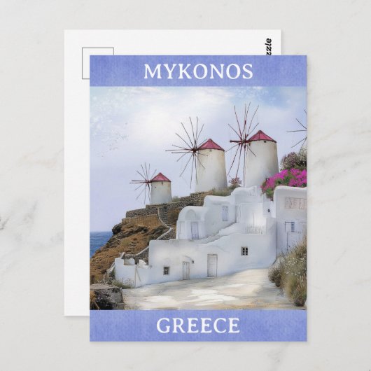 Mykonos Griekenland Windmolen Griekse Eilanden Rei Briefkaart (Voorkant / Achterkant)