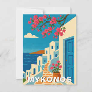 Mykonos Griekenland Zomer Vintage Reis Briefkaart