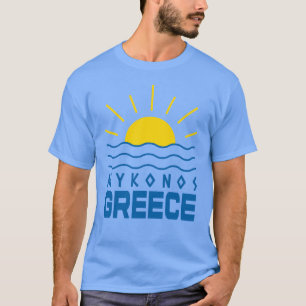 Mykonos Griekenland Zonneschijn En Zee Mannen Blau T-shirt
