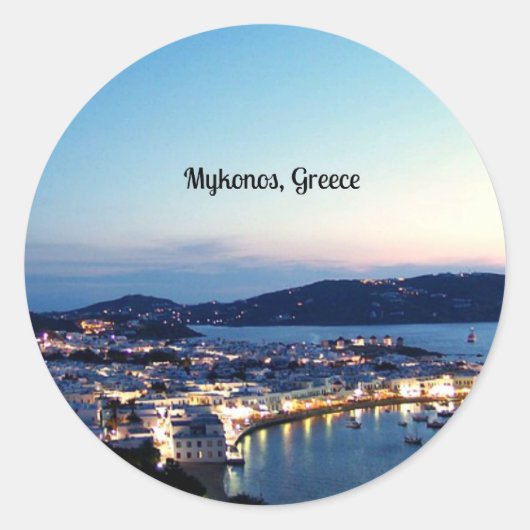 Mykonos, Griekse landschapsfoto Ronde Sticker (Voorkant)