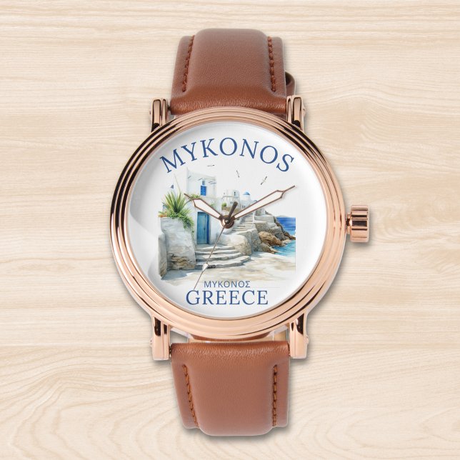 Mykonos in Watercolor Bliss Horloge (Creator heeft geüpload)