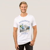 Mykonos in Watercolor Bliss Tri-Blend Shirt (Voorkant volledig)