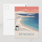 Mykonos  minimalistisch briefkaart (Voorkant / Achterkant)