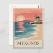 Mykonos  minimalistisch briefkaart (Voorkant / Achterkant)