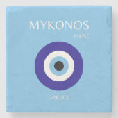 Mykonos Muse, blauw Stenen Onderzetter (Voorkant)