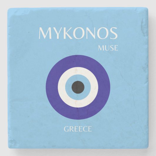 Mykonos Muse, blauw Stenen Onderzetter (Voorkant)