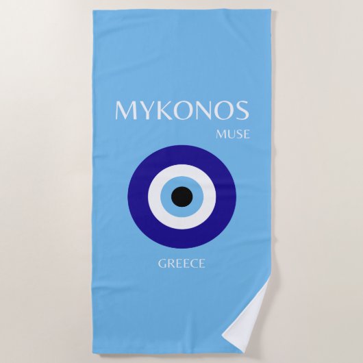 Mykonos Muse, blauw Strandlaken (Voorkant)