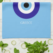 Mykonos Muse, blauw Theedoek (Gevouwen)