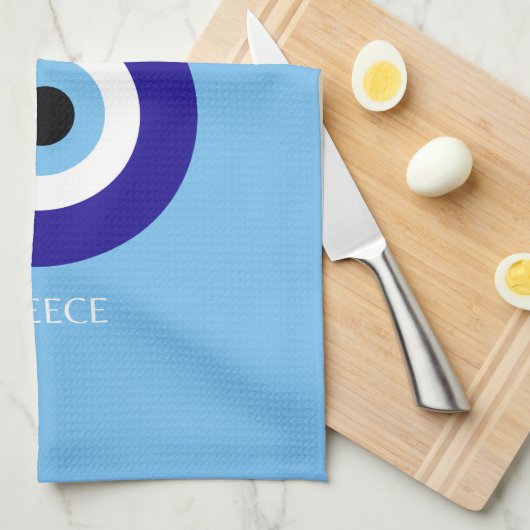 Mykonos Muse, blauw Theedoek (Quarter Fold)