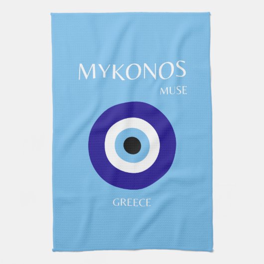 Mykonos Muse, blauw Theedoek (Verticaal)