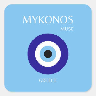Mykonos Muse, blauw Vierkante Sticker