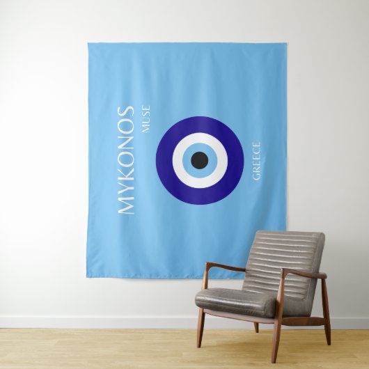 Mykonos Muse, blauw Wandkleed (In situ)