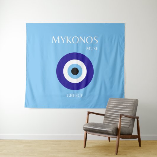 Mykonos Muse, blauw Wandkleed (In Situ (horizontaal))