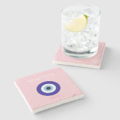 Mykonos Muse, Mykonos, Roze Stenen Onderzetter (Zijkant)