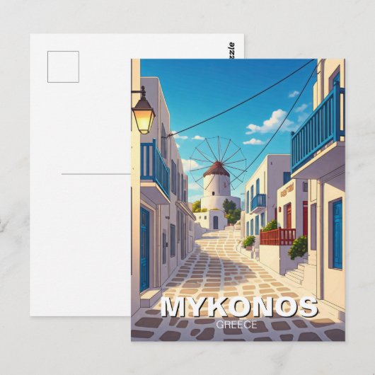 Mykonos Path Griekenland Cycladen Reizen Briefkaart (Voorkant / Achterkant)