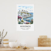 Mykonos Reisposter Kustlandschap Poster (Keuken)