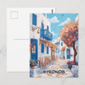 Mykonos Streets Reizen Briefkaart (Voorkant / Achterkant)