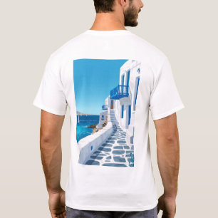 Mykonos Verbluffend Blauw Zee Poster T-shirt