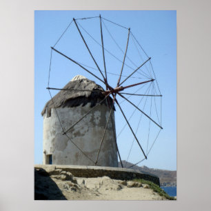 Mykonos Windmill Poster