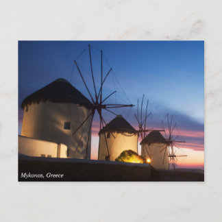 Mykonos Windmill Sunset, Griekenland Briefkaart